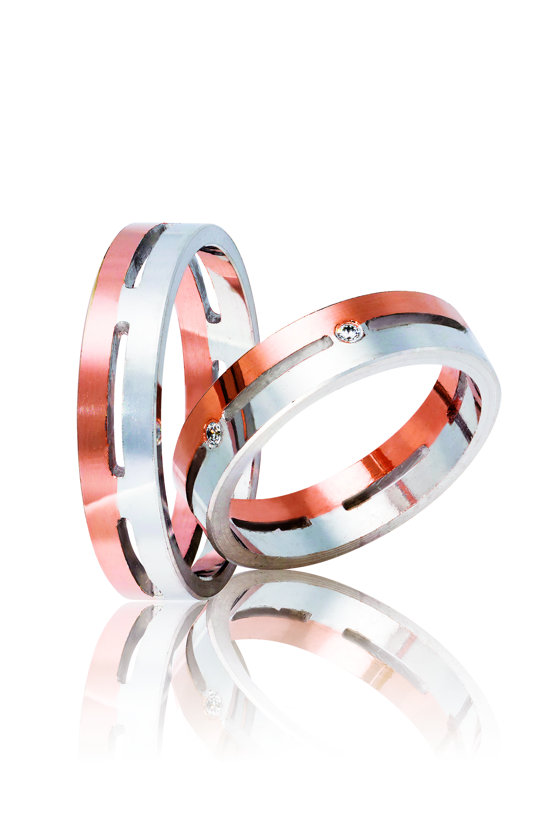 Βέρες γάμου απο λευκόχρυσο & ροζ χρυσό, 5mm (code 4wr)